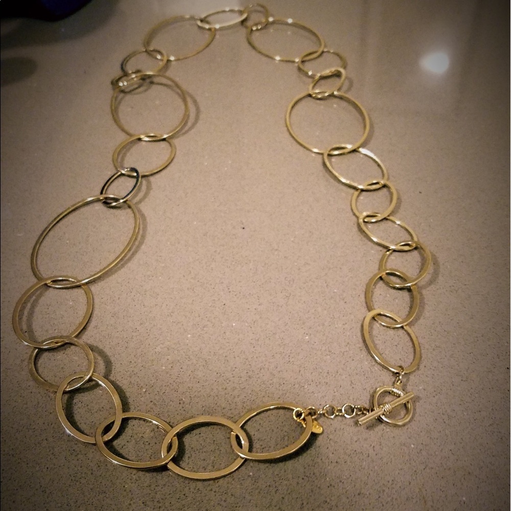 Long gold necklace